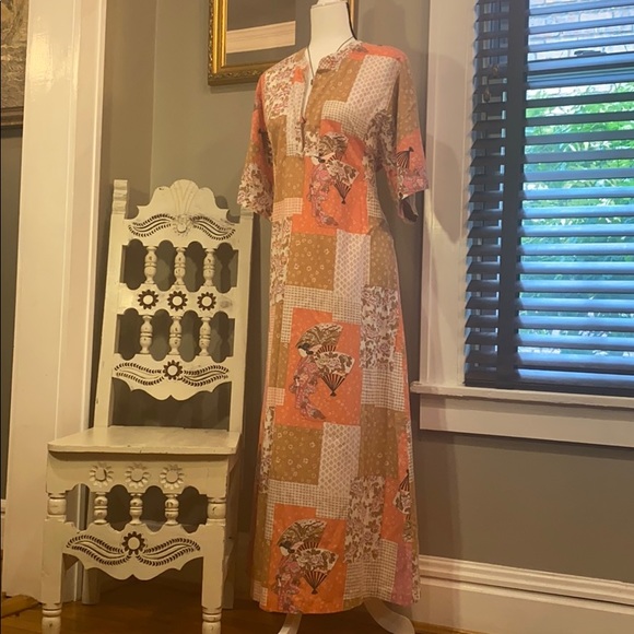 Vintage Other - Vintage Asian Caftan Kimono Nightdress Oriental A2